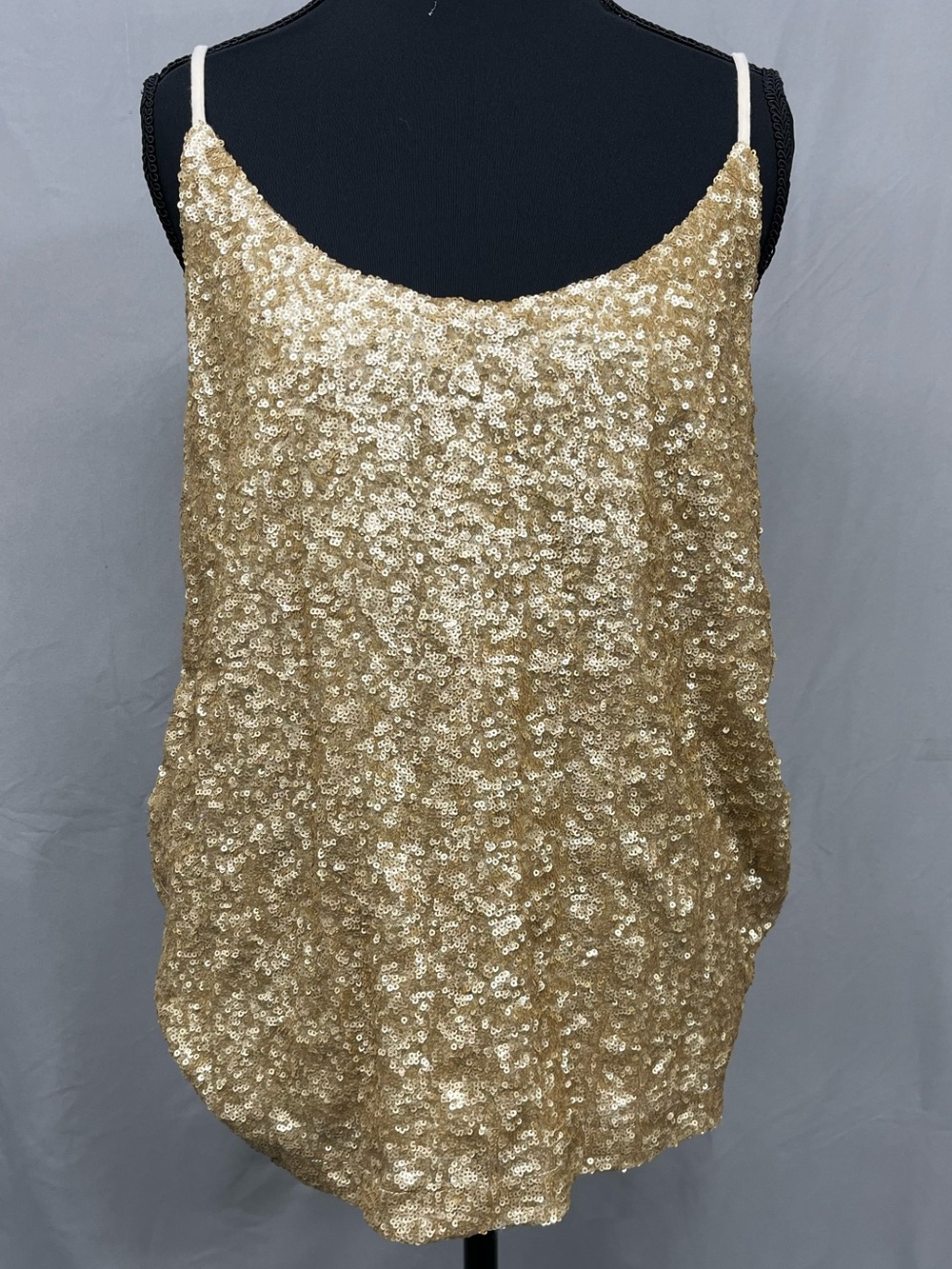 Charlie Paige Gold Sequin Spaghetti-Strap Camisole L XL